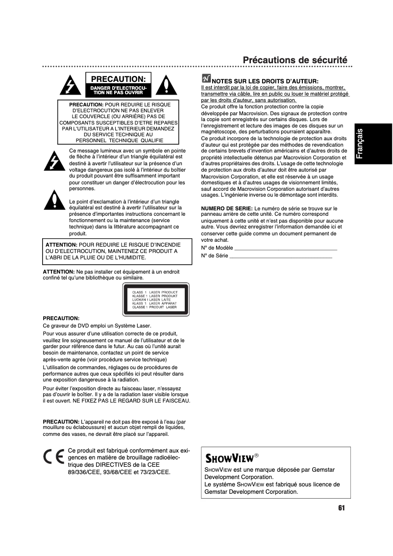 Page 1 de la notice Manuel utilisateur Philips DVDR630VR