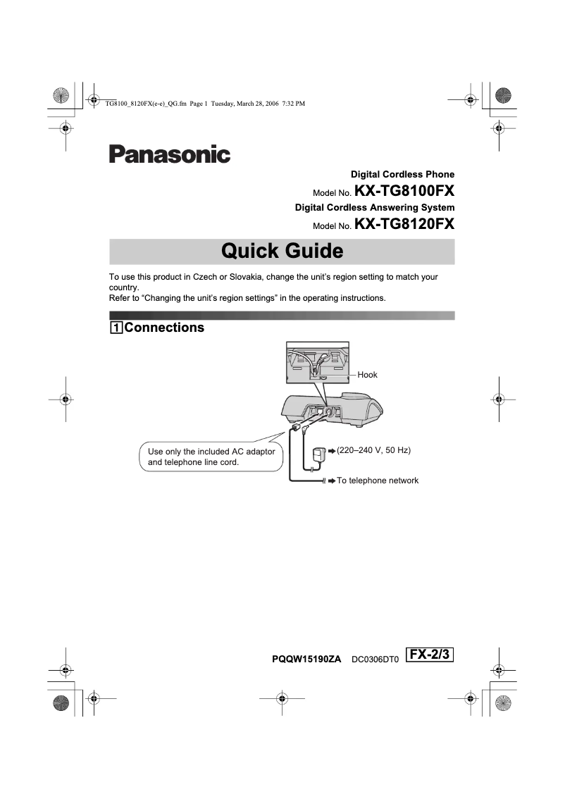 Imagen de la primera página del manual del dispositivo KX-TG8100FX