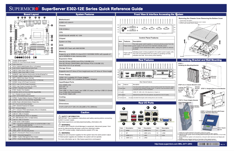 Image de la première page du manuel de l'appareil SuperServer SYS-E302-12E
