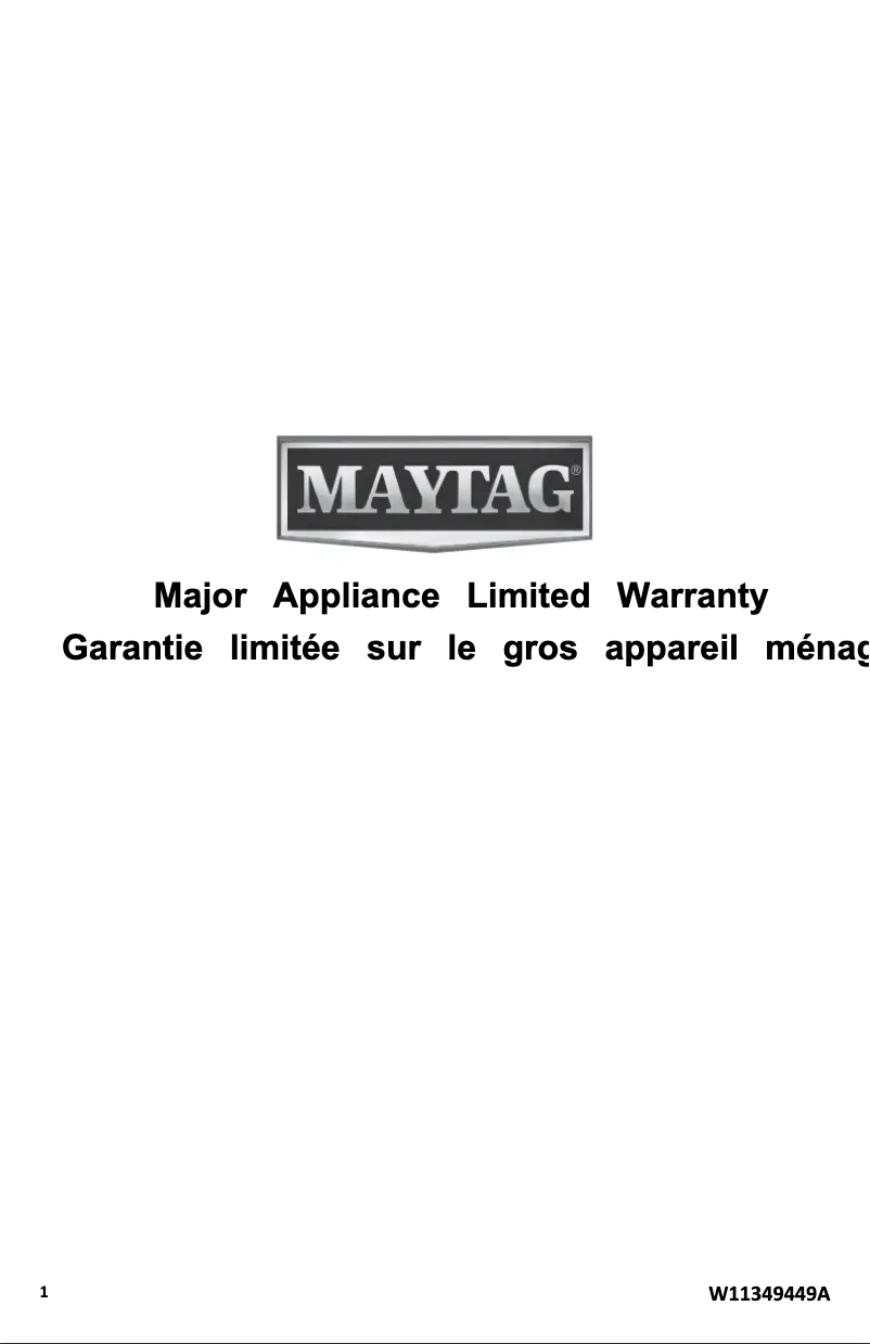 Page 1 de la notice Informations de garantie Maytag MRT711SMFZ