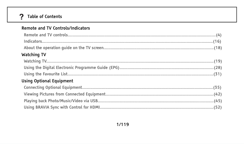 Image de la première page du manuel de l'appareil Bravia KDL-37W5840