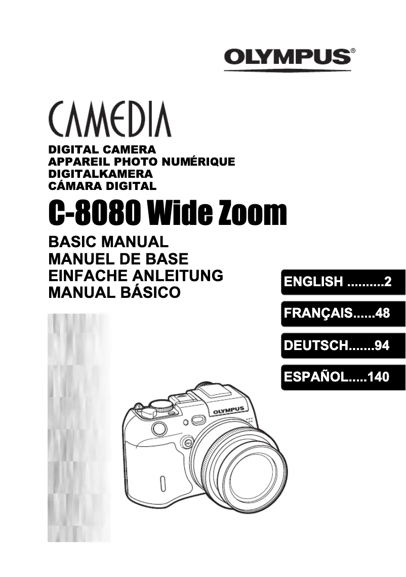 Page 1 de la notice Manuel utilisateur Olympus Camedia C-8080 Wide Zoom
