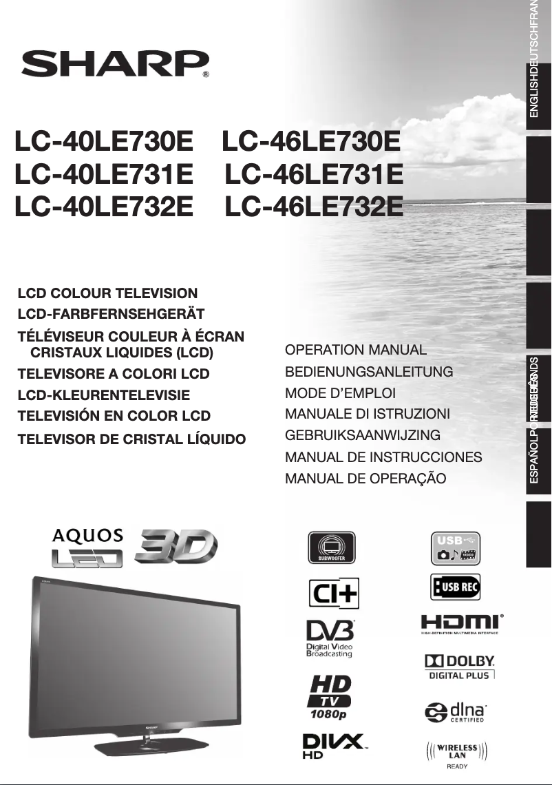 Página 1 del manual Manual de usuario Sharp Aquos LC-40LE730E 3D
