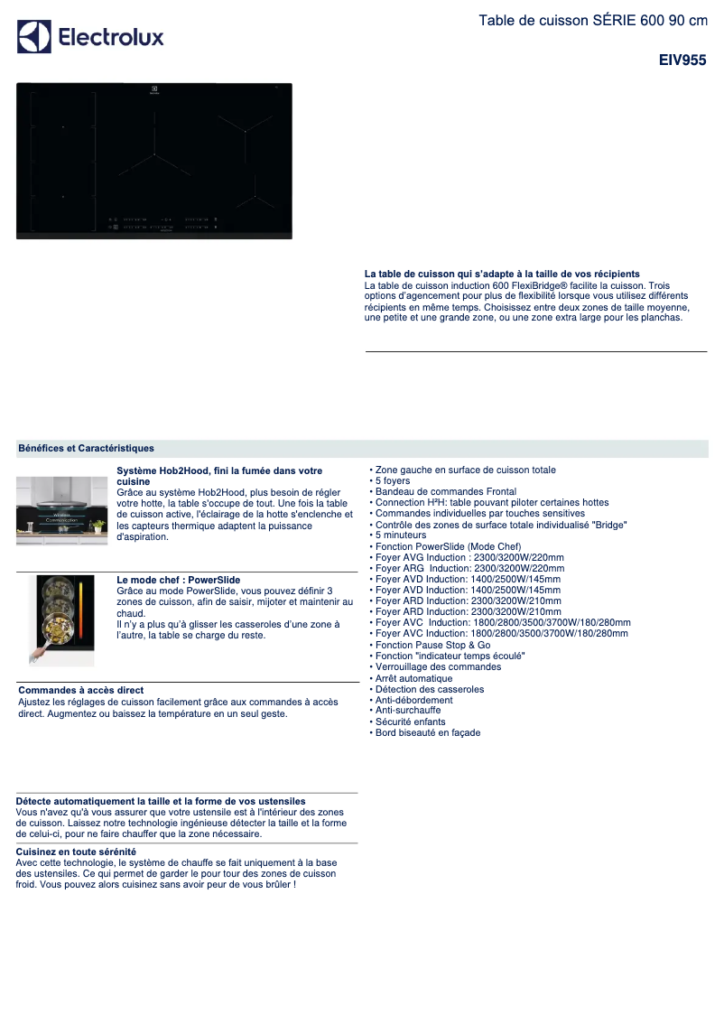 Page n°1 - Fiche technique Electrolux EIV955