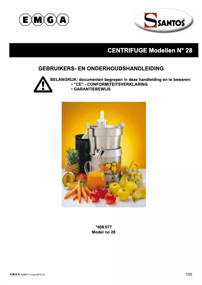 Page n°1 - Manuel utilisateur Santos N° 28