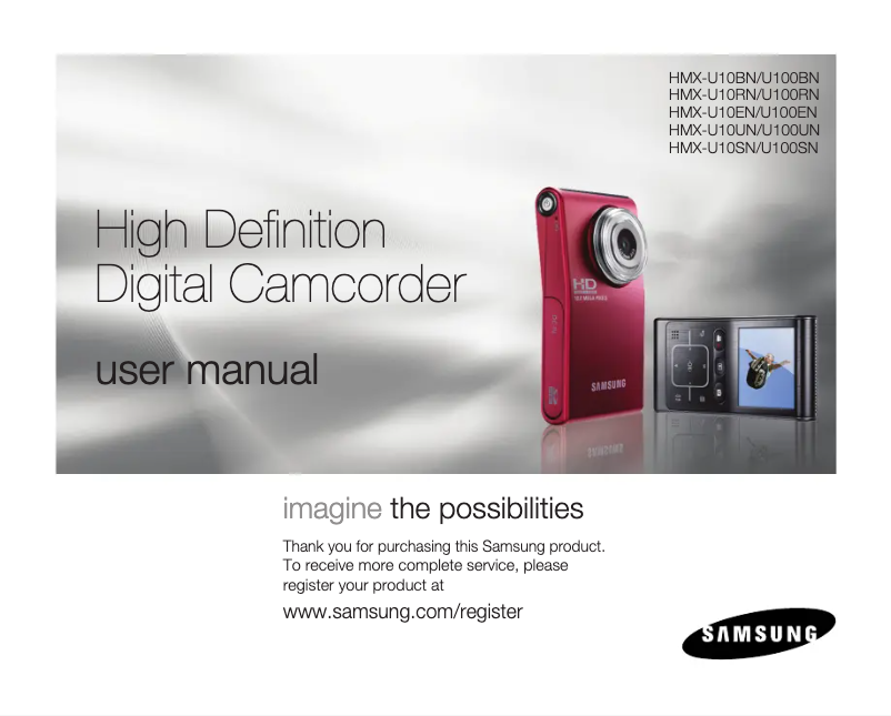 Page 1 de la notice Manuel utilisateur Samsung HMX-U100BN