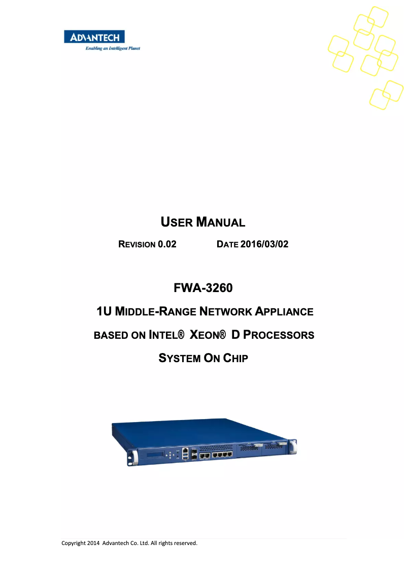 Page 1 of the manual User Manual Advantech FWA-3260