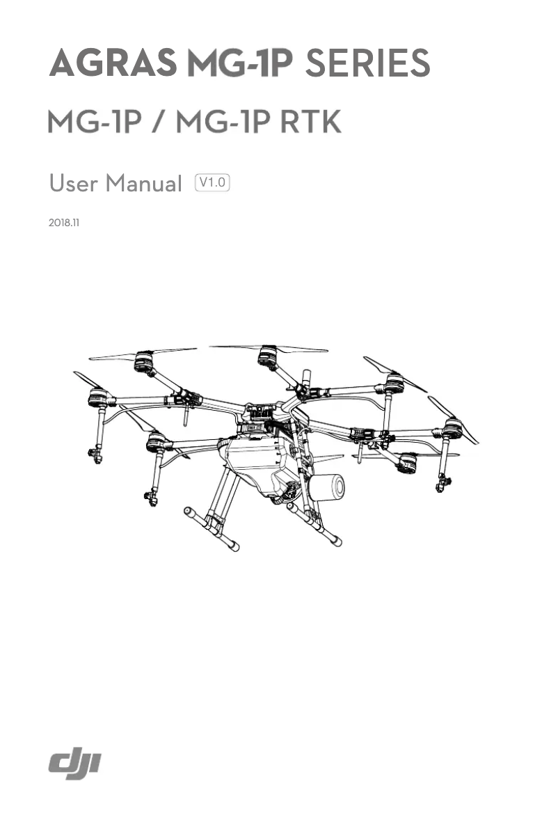 Page 1 de la notice Manuel utilisateur DJI Agras MG-1P RTK