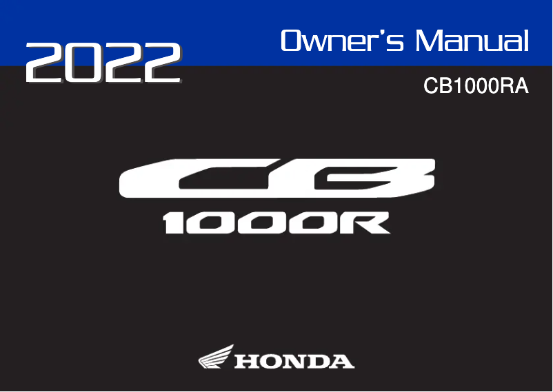 Page 1 de la notice Manuel utilisateur Honda CB1000R (2022)