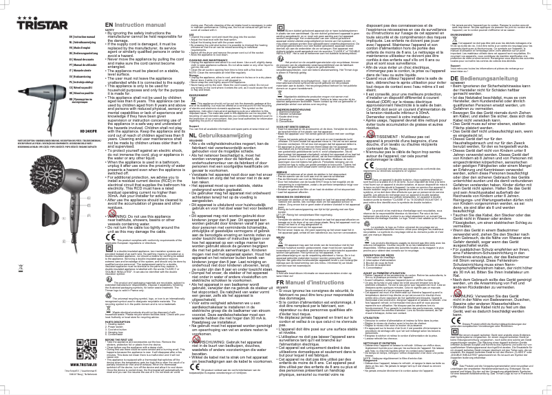Page n°1 - Manuel utilisateur TriStar HD-2403PR