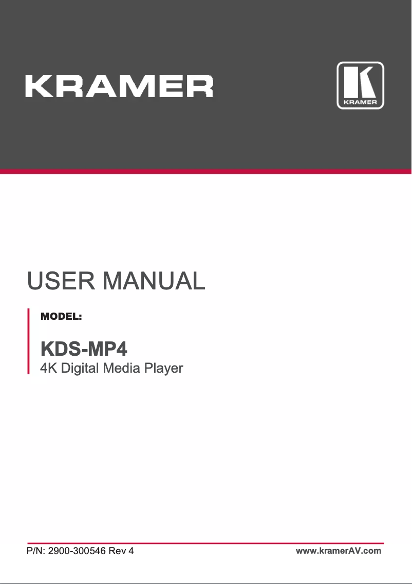 Page 1 de la notice Manuel utilisateur Kramer KDS-MP4