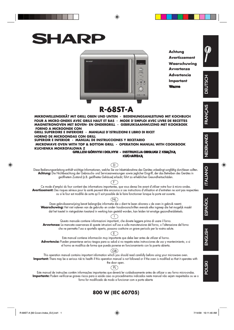 Page n°1 - Manuel utilisateur Sharp R-68ST-A