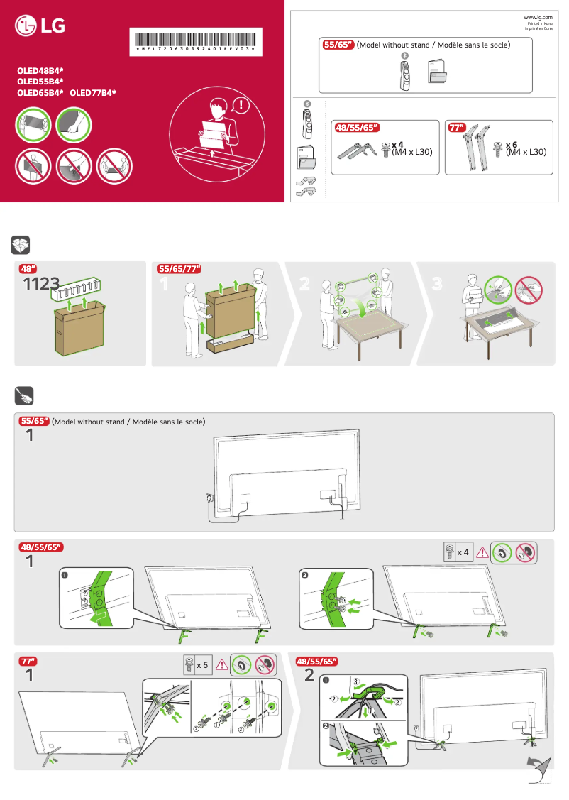 Page n°1 - Guide de démarrage rapide LG OLED55B4PUA