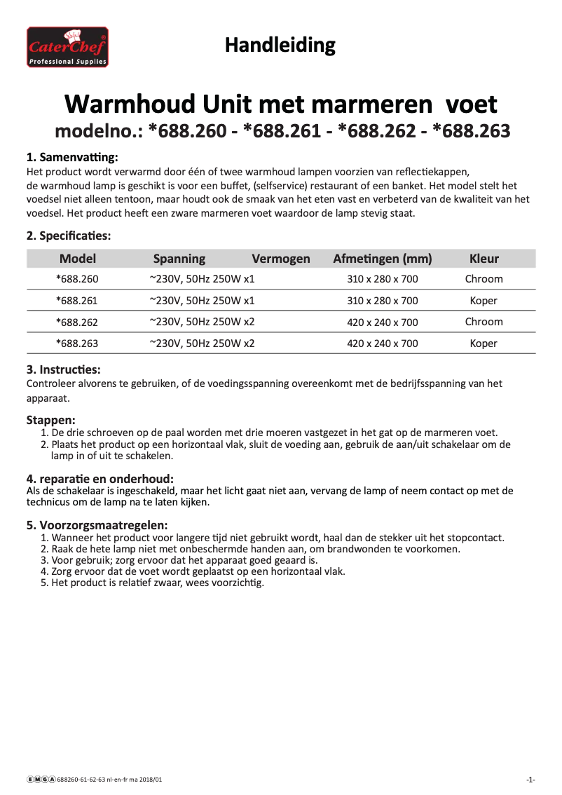 Page n°1 - Manuel utilisateur CaterChef 688262