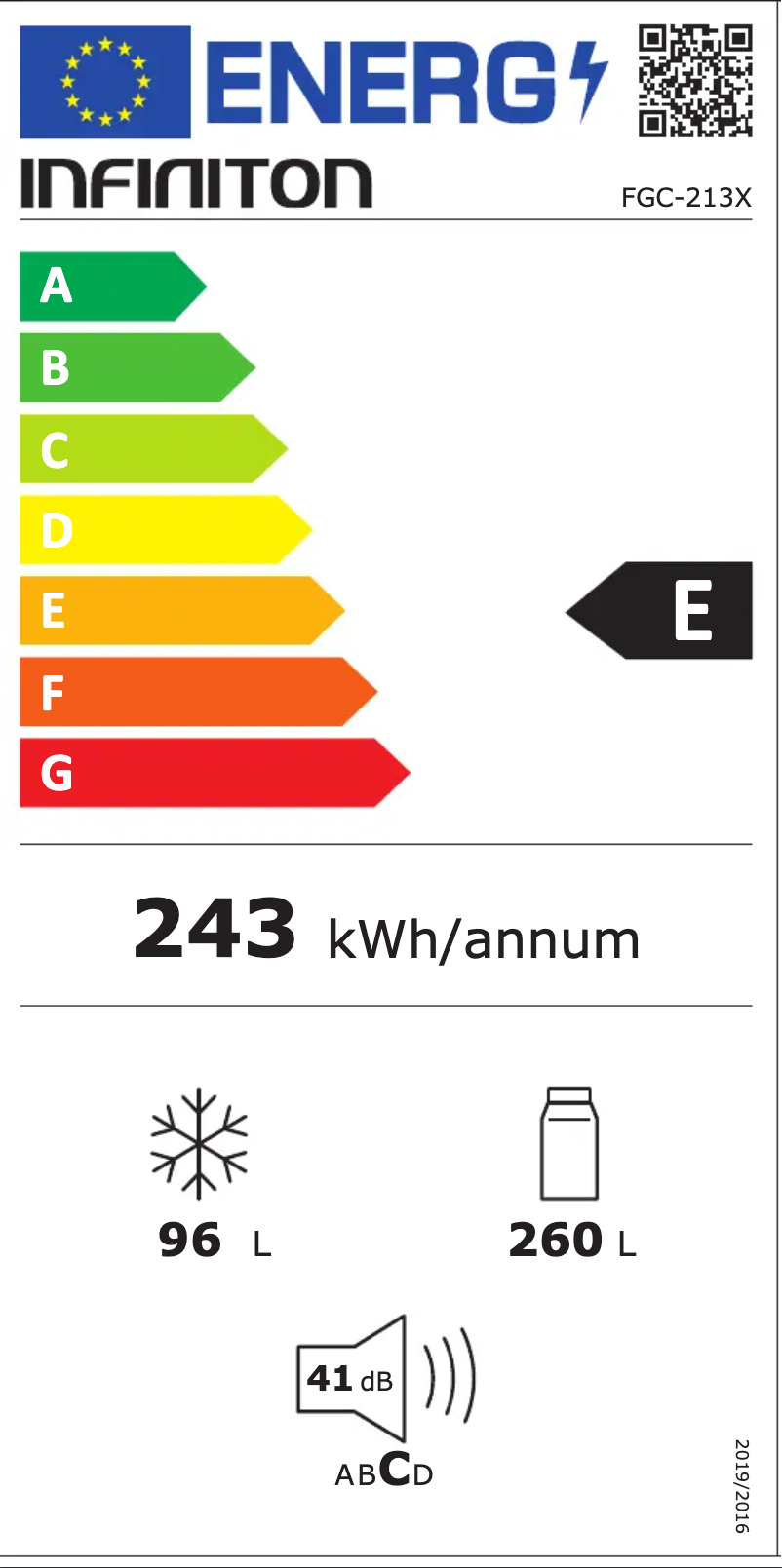 Page n°1 - Label énergétique Infiniton FGC-213X