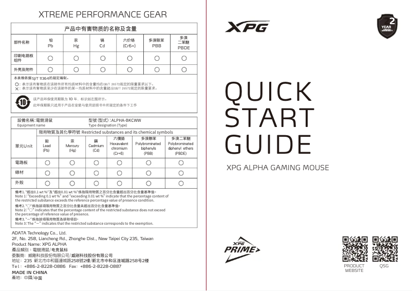 Page 1 de la notice Manuel utilisateur ADATA Alpha