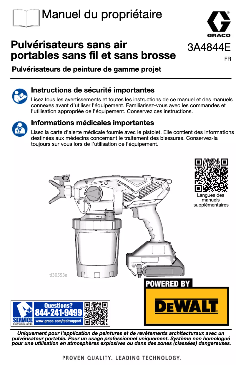 Page 1 de la notice Manuel utilisateur Graco TC Pro PLUS Cordless 17N223