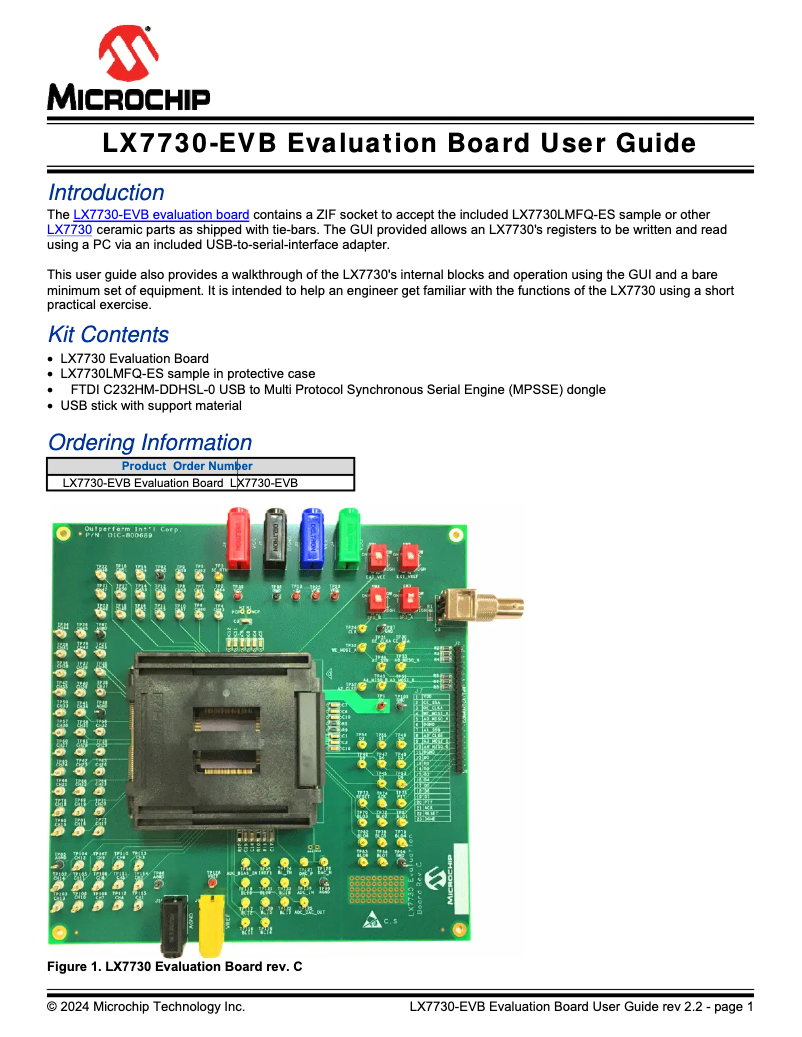 Page 1 de la notice Manuel utilisateur Microchip LX7730