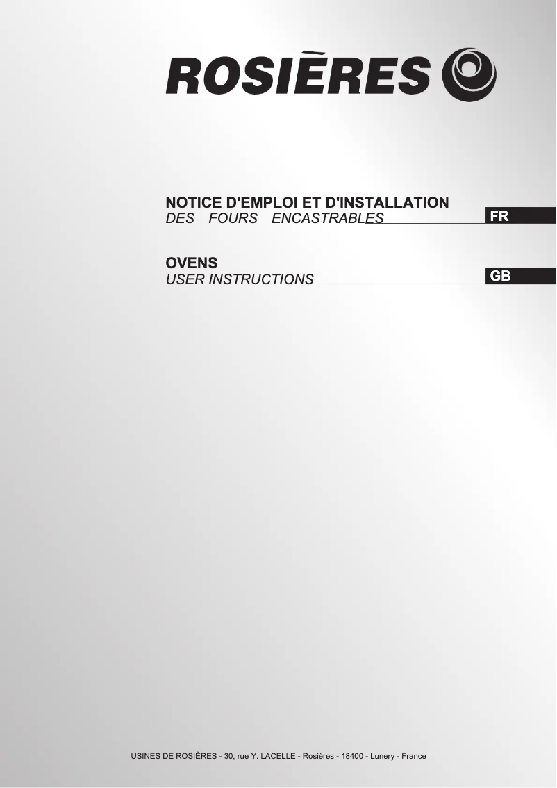 Page n°1 - Manuel utilisateur Rosieres HOA 03 VX SC