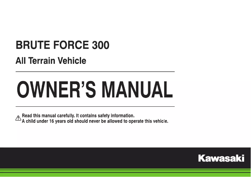 Page 1 de la notice Manuel utilisateur Kawasaki Brute Force 300 (2018)