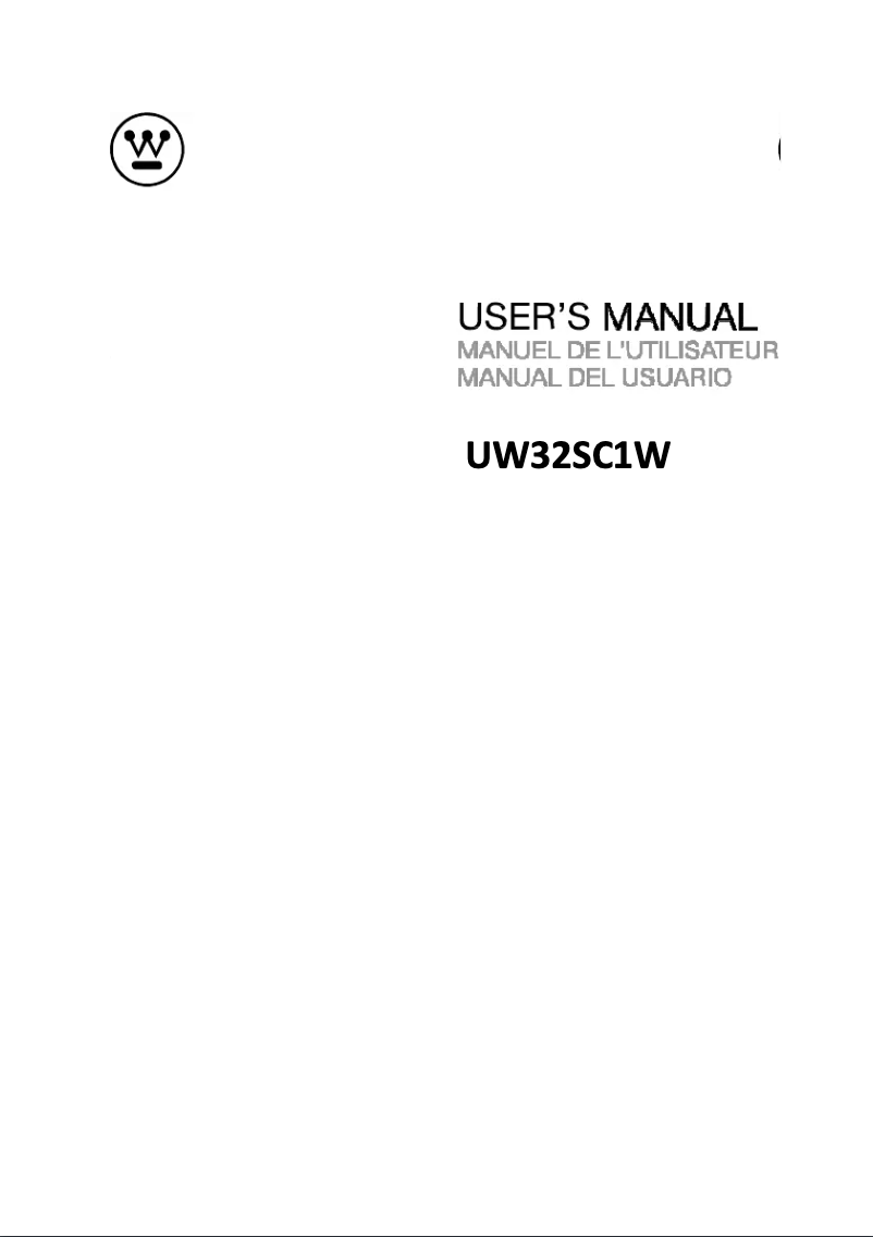 Page 1 de la notice Manuel utilisateur Westinghouse UW32SC1W
