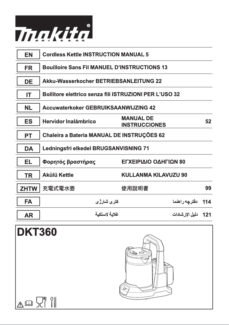 Page 1 de la notice Manuel utilisateur Makita DKT360Z