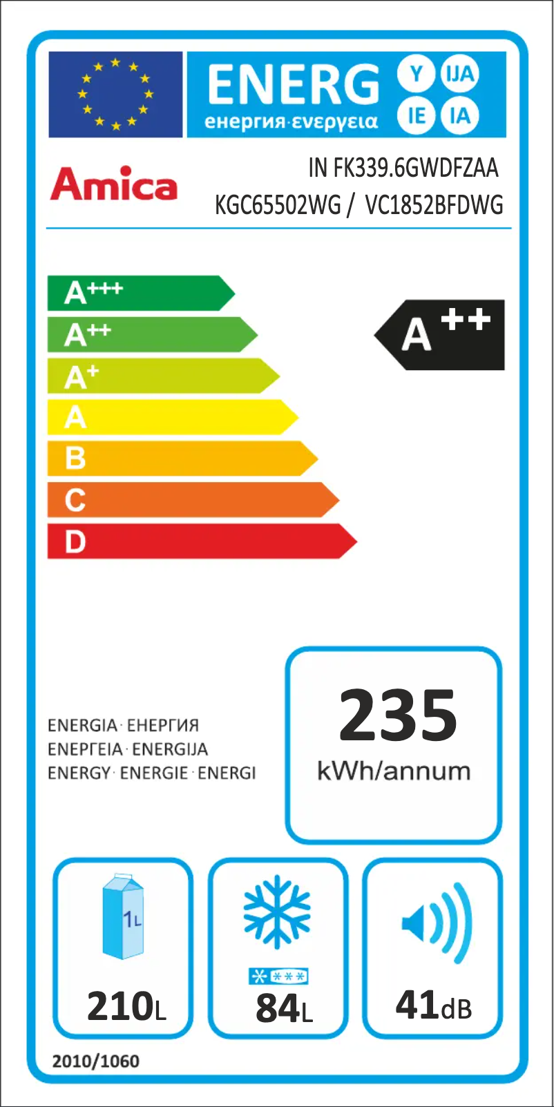 Página 1 del manual Etiqueta energética Amica KGC 65502 WG