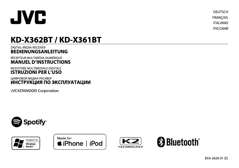 Page n°1 - Manuel utilisateur JVC KD-X362BT