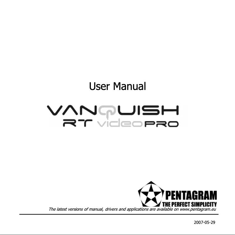 Image de la première page du manuel de l'appareil Vanquish RT Video PRO P 5113