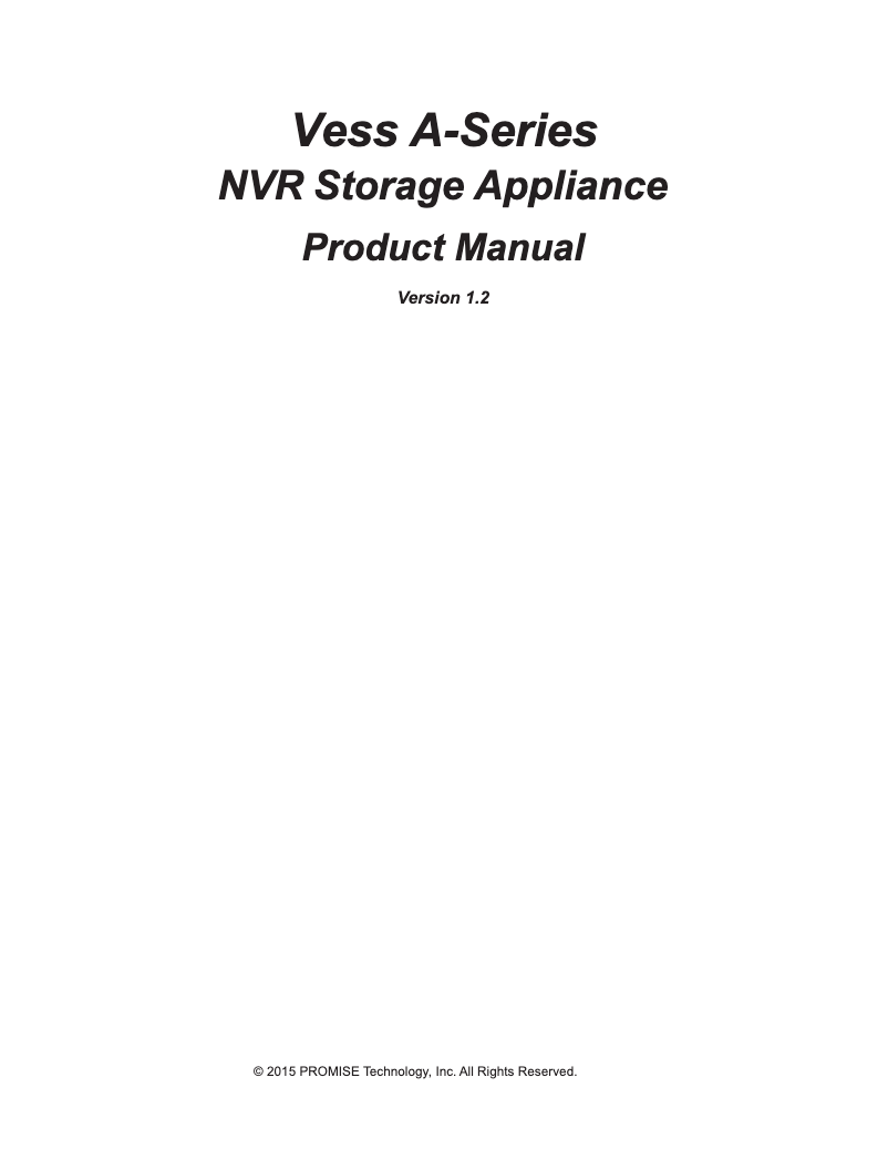 Page n°1 - Manuel utilisateur Promise Technology Vess A2200