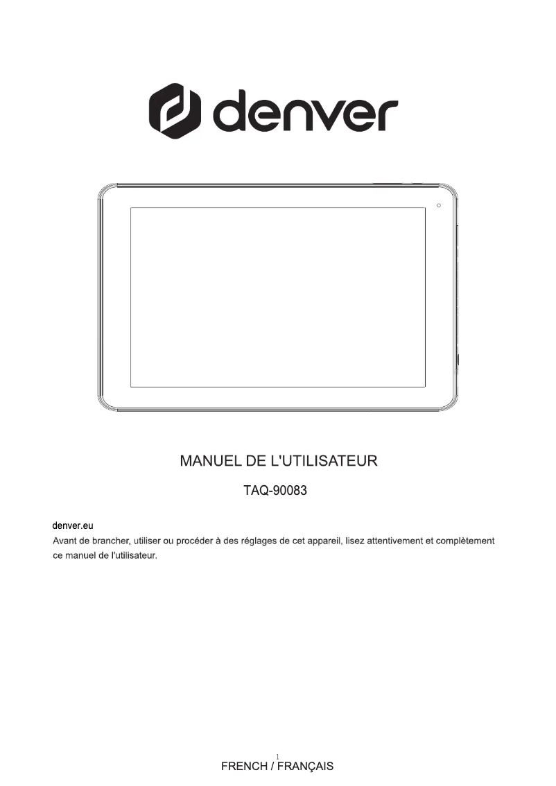 Page 1 de la notice Manuel utilisateur Denver TAQ-90083