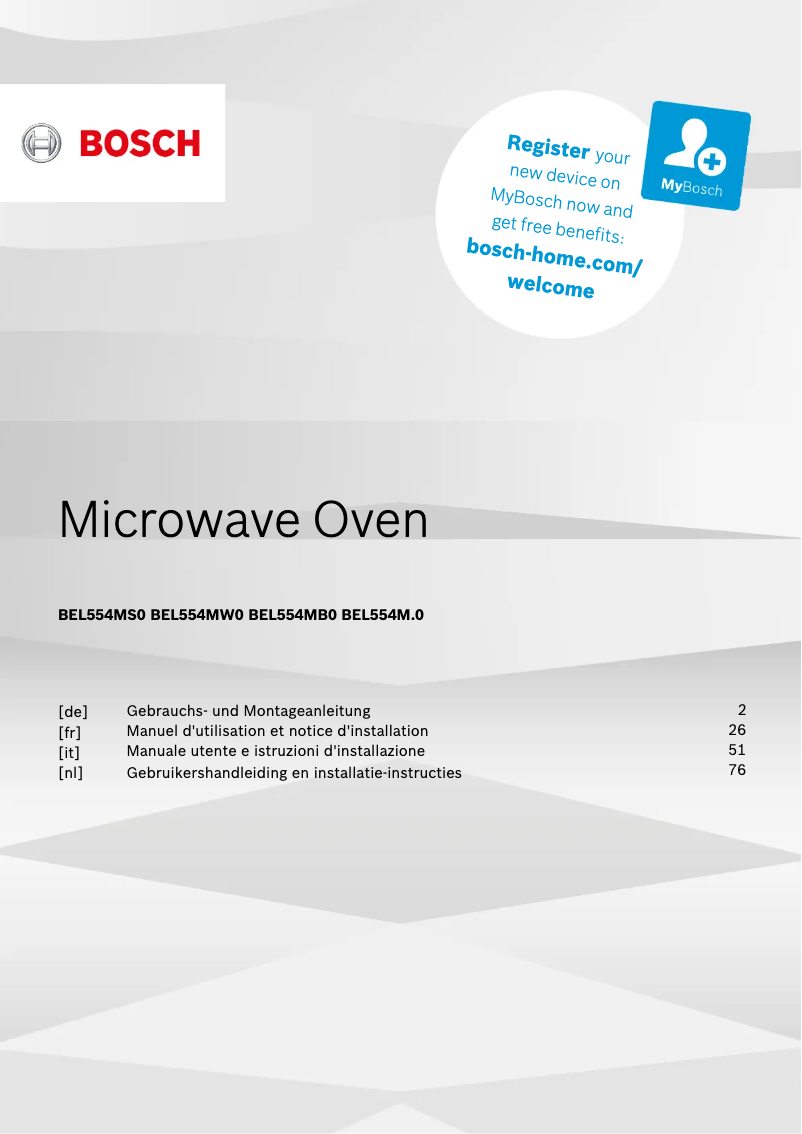 Page 1 de la notice Guide d'installation Bosch BEL554MW0