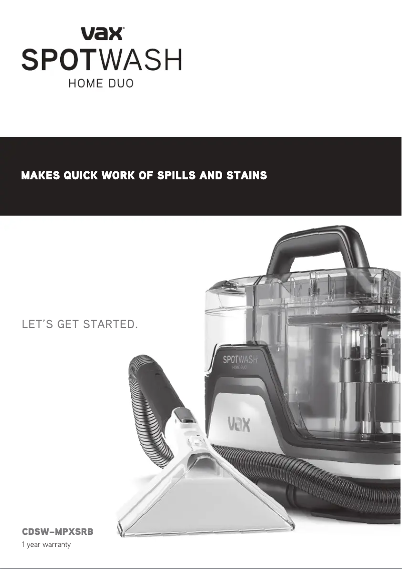 Image de la première page du manuel de l'appareil SpotWash Home CDSW-MPXP