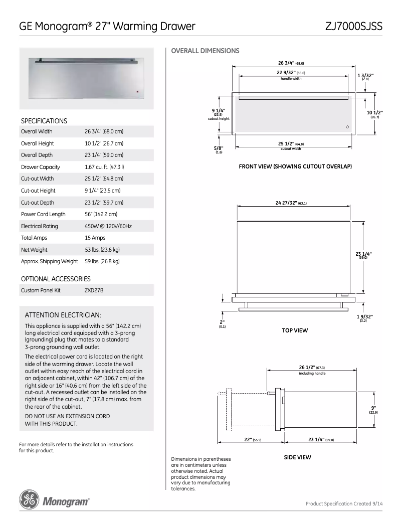 Image de la première page du manuel de l'appareil ZJ7000SJSS