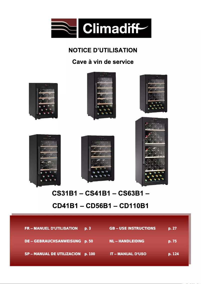 Page 1 de la notice Manuel utilisateur Climadiff CD110B1
