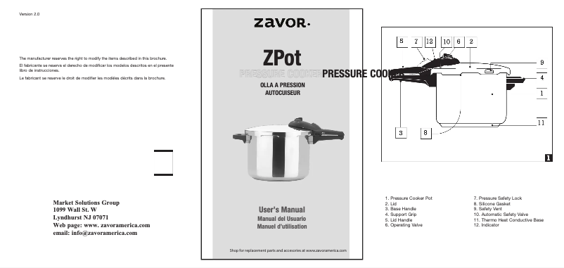 Page 1 de la notice Manuel utilisateur Zavor ZPot
