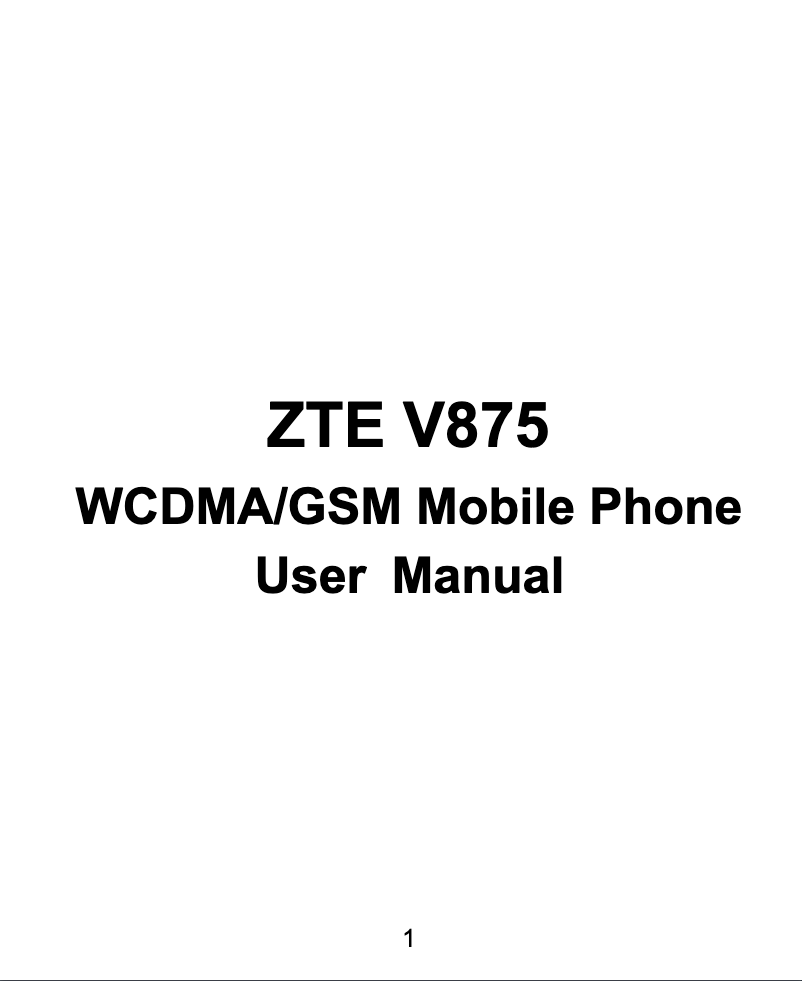 Page n°1 - Manuel utilisateur ZTE V875