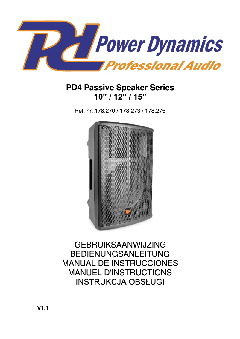 Page n°1 - Manuel utilisateur Power Dynamics PD415P