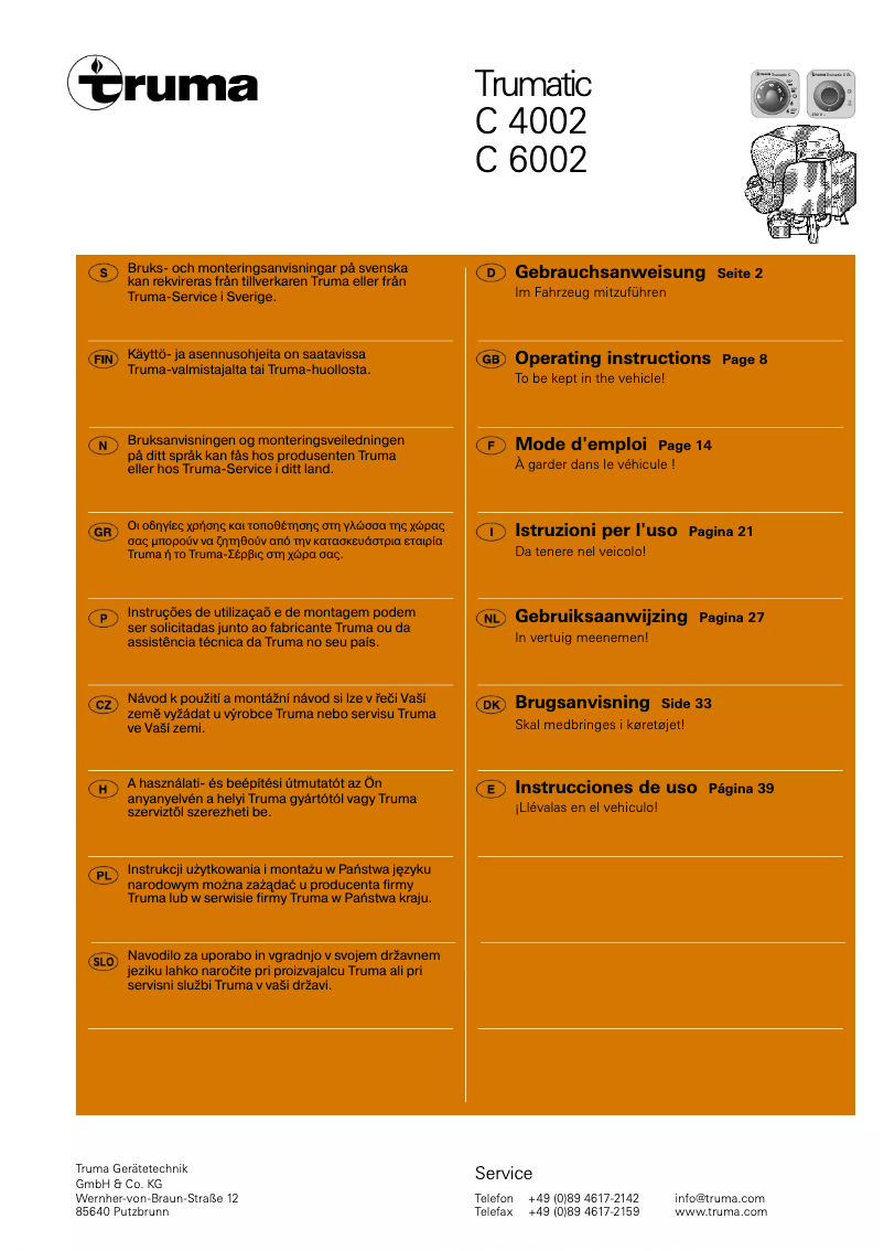 Página 1 del manual Manual de usuario Truma Trumatic C 4002