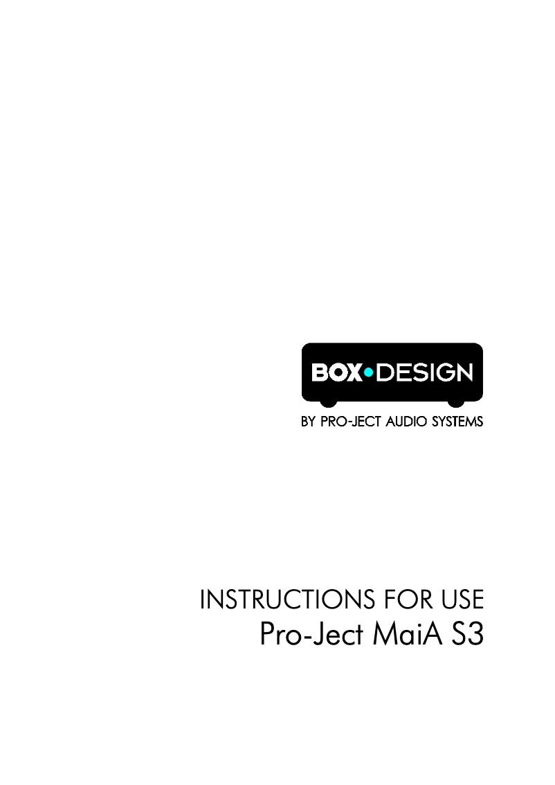 Page 1 de la notice Manuel utilisateur Pro-Ject MaiA S3