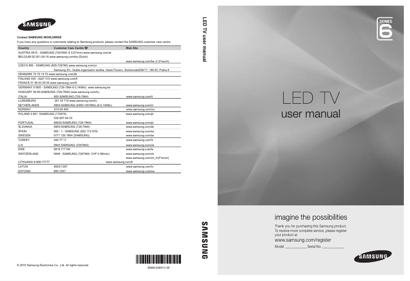 Page n°1 - Manuel utilisateur Samsung UE40C6745SS