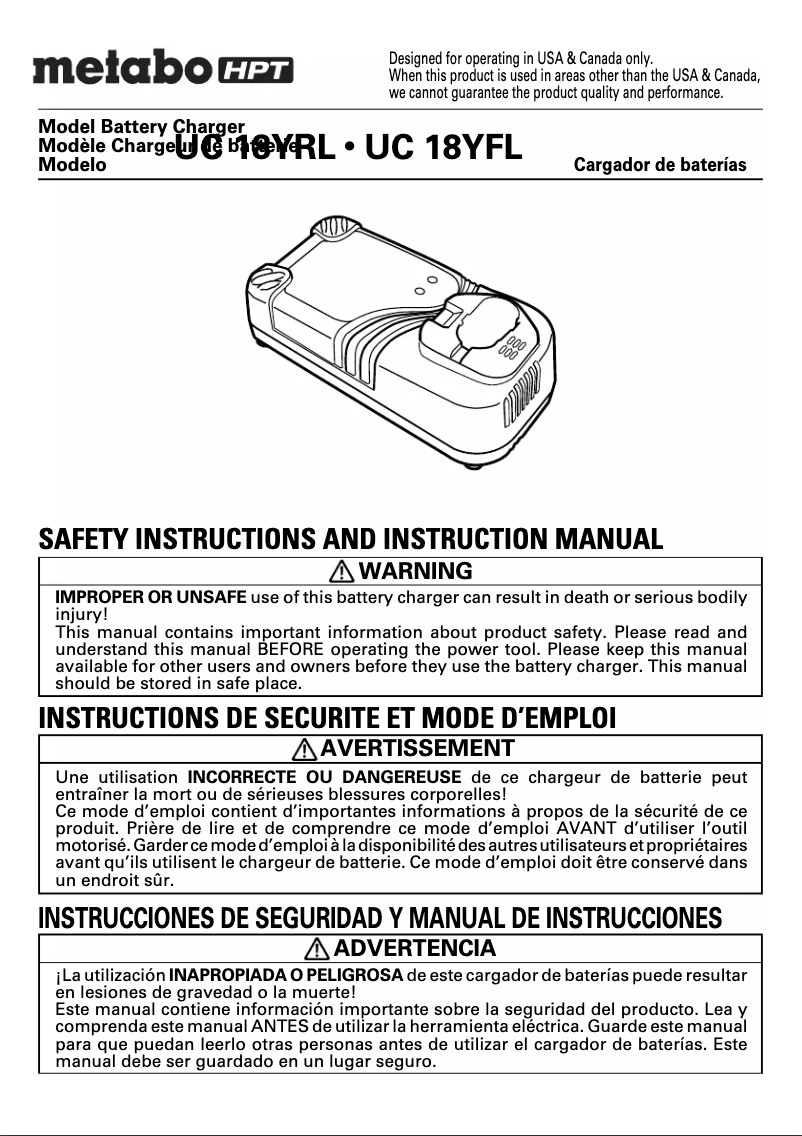 Image de la première page du manuel de l'appareil UC 18YRL