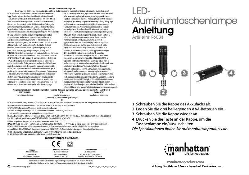 Page n°1 - Manuel utilisateur Manhattan 960311