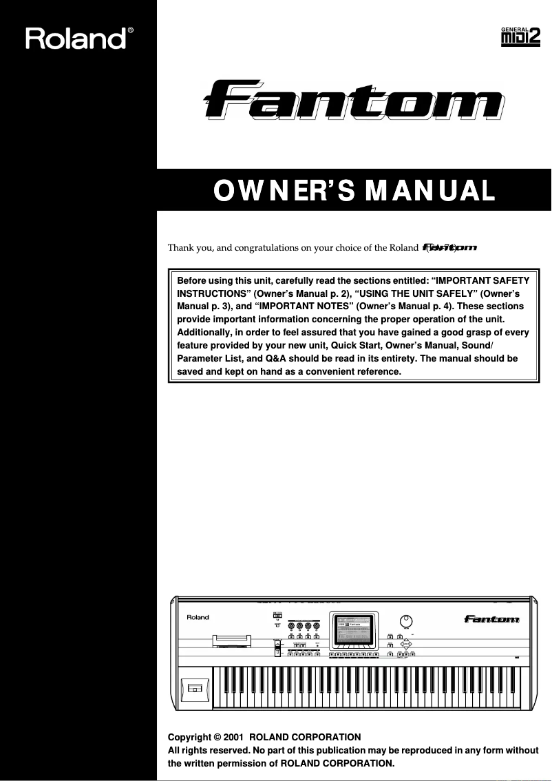 Page 1 de la notice Manuel utilisateur Roland Fantom FA-76