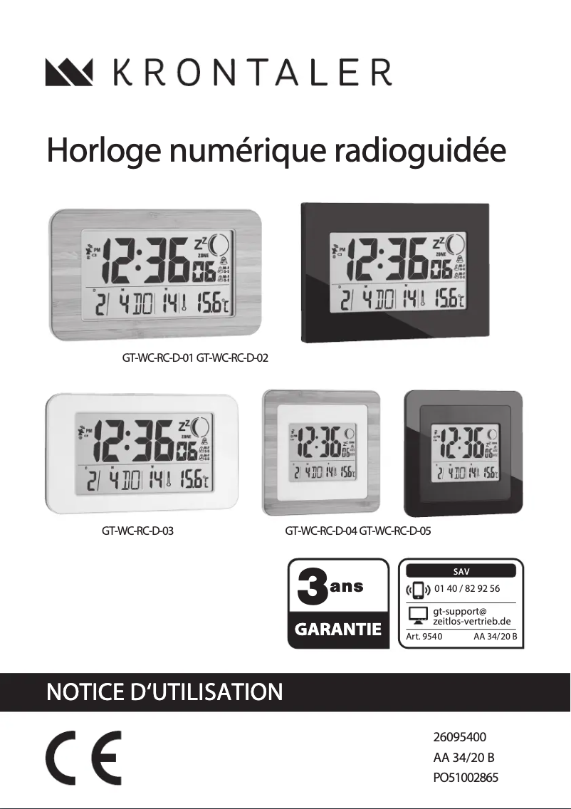 Page n°1 - Manuel utilisateur GlobalTronics WC-RC-D-02