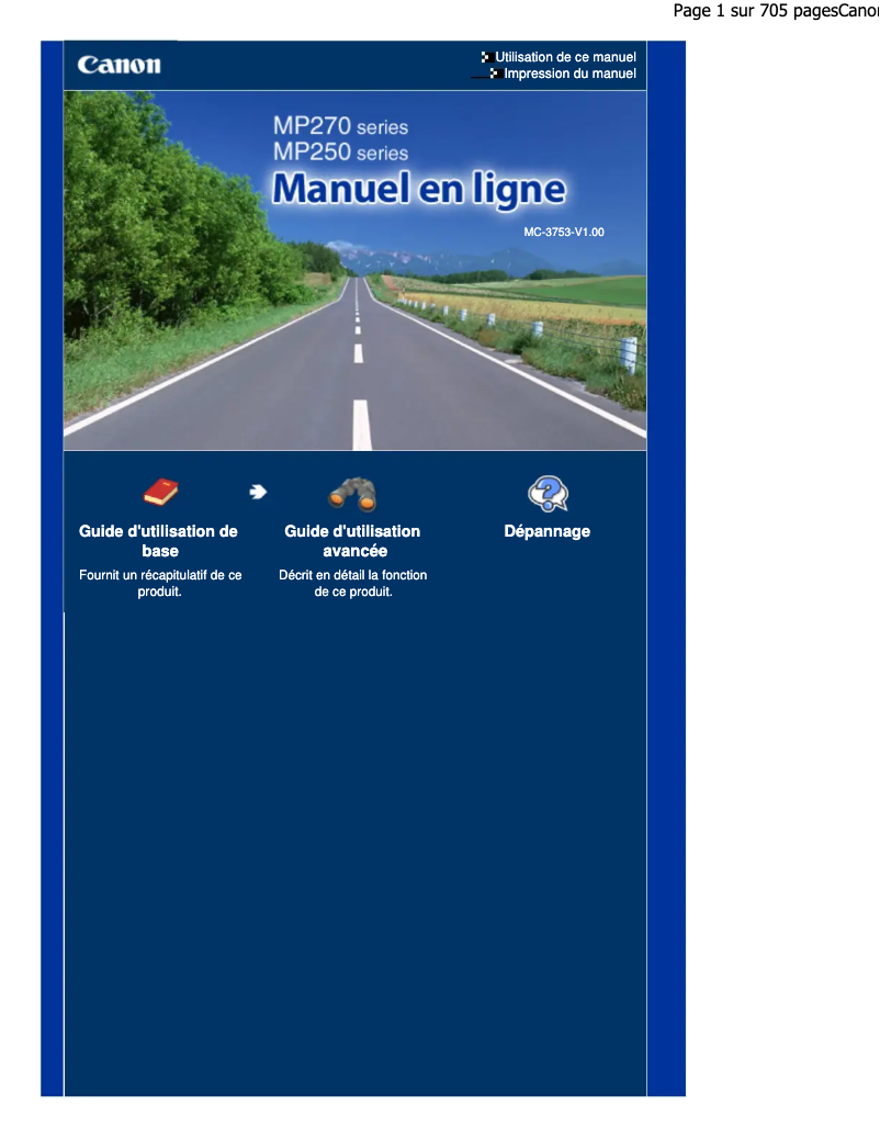 Page 1 de la notice Manuel utilisateur Canon Pixma MP252