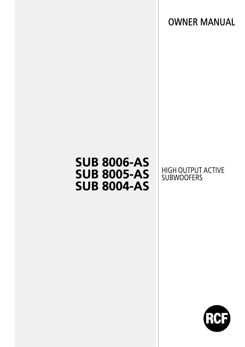 Image de la première page du manuel de l'appareil SUB 8006-AS