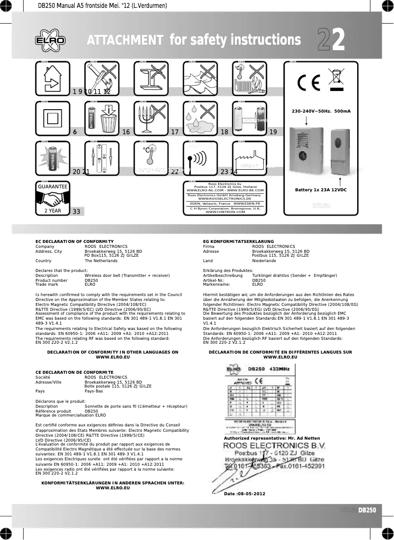 Página 1 del manual Manual de usuario Elro DB250