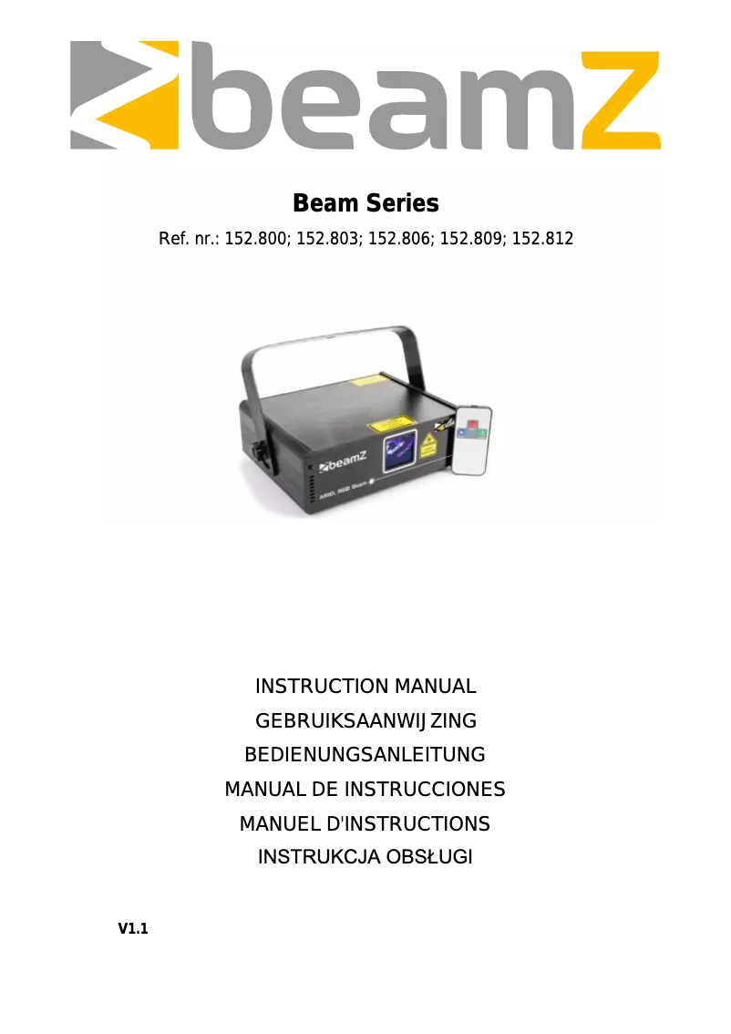 Page 1 de la notice Manuel utilisateur BeamZ Oberon II