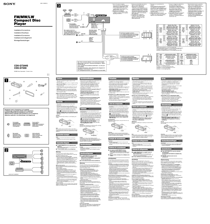 Page n°1 - Guide d'installation Sony CDX-GT200S